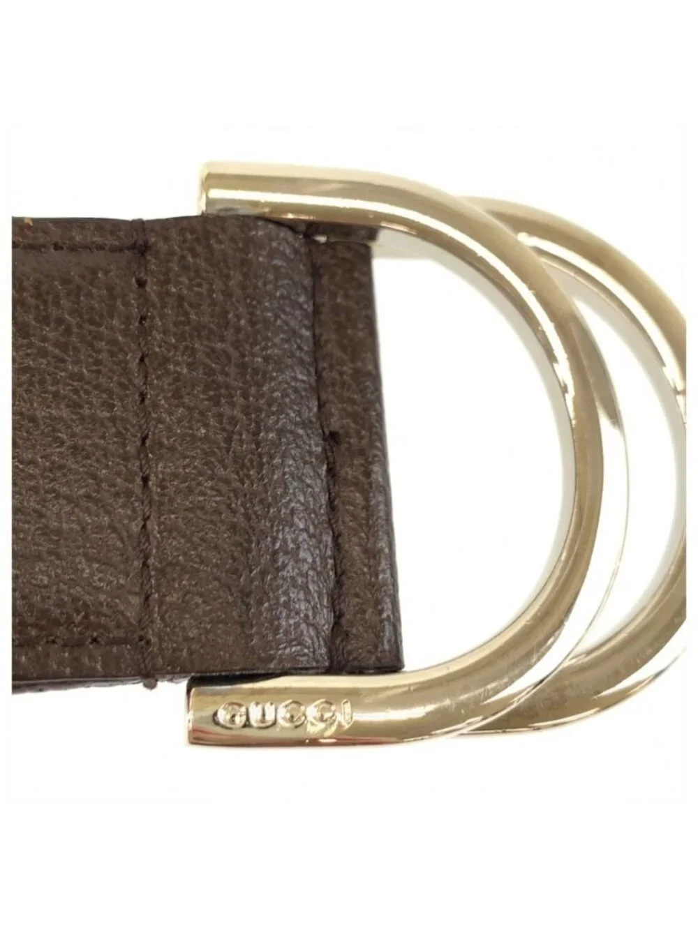 Gucci Sherry Line Double Ring 85 White Green Red Canvas Belt